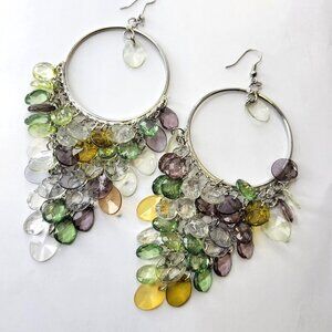 Colorful Faceted Glass Bead Tassel Earrings Statement Earrings Boho Long Earring